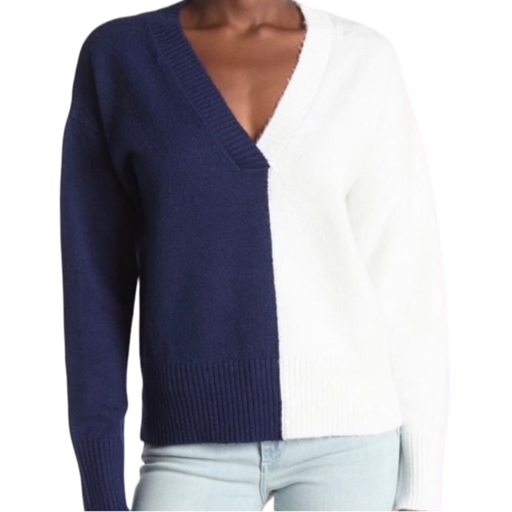 Sweet Romeo Stripe Colorblock V-Neck
Sweater. Size Medium. New With Tags.